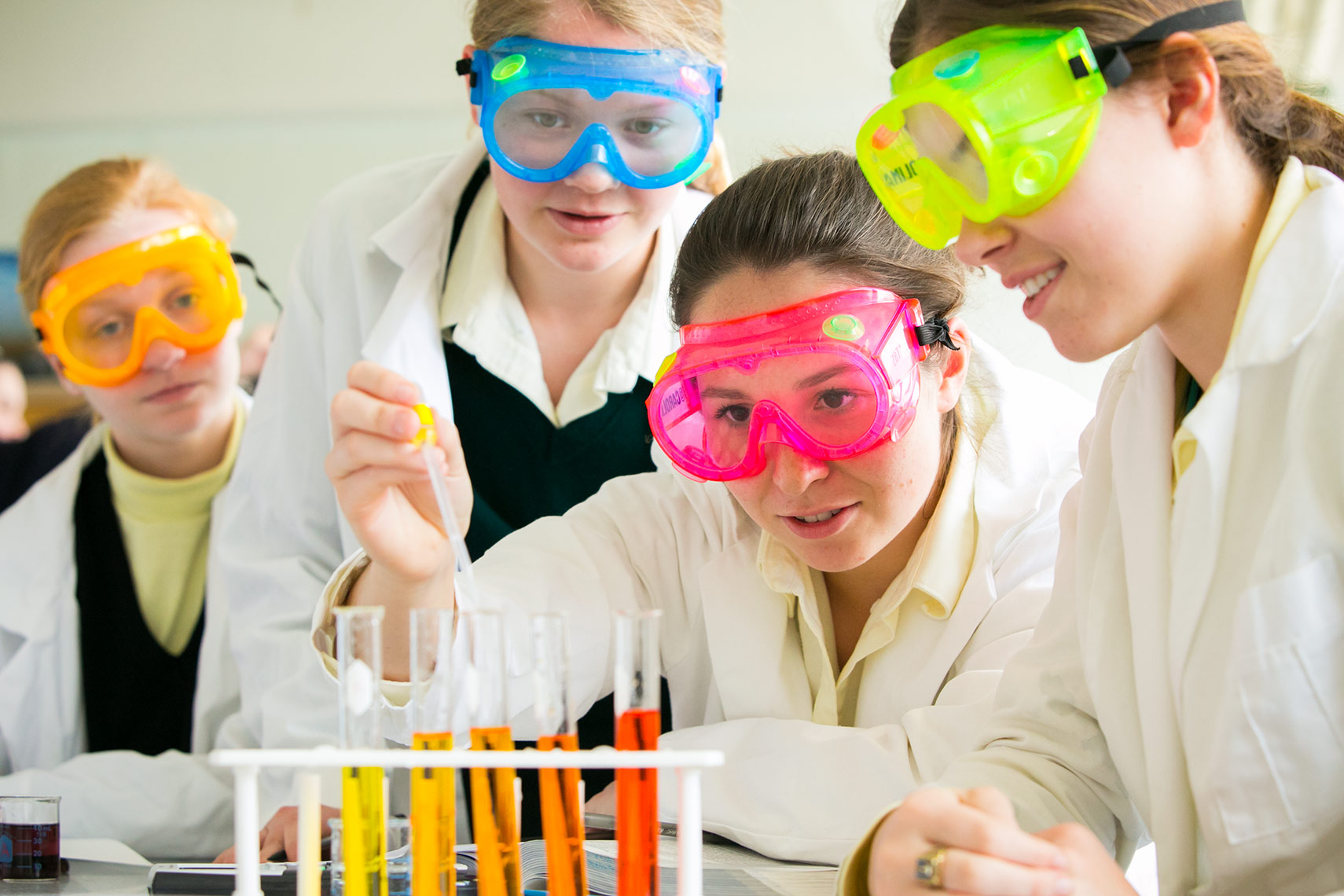 Merion Mercy Academy science class goggles Michael Branscom Photography.
