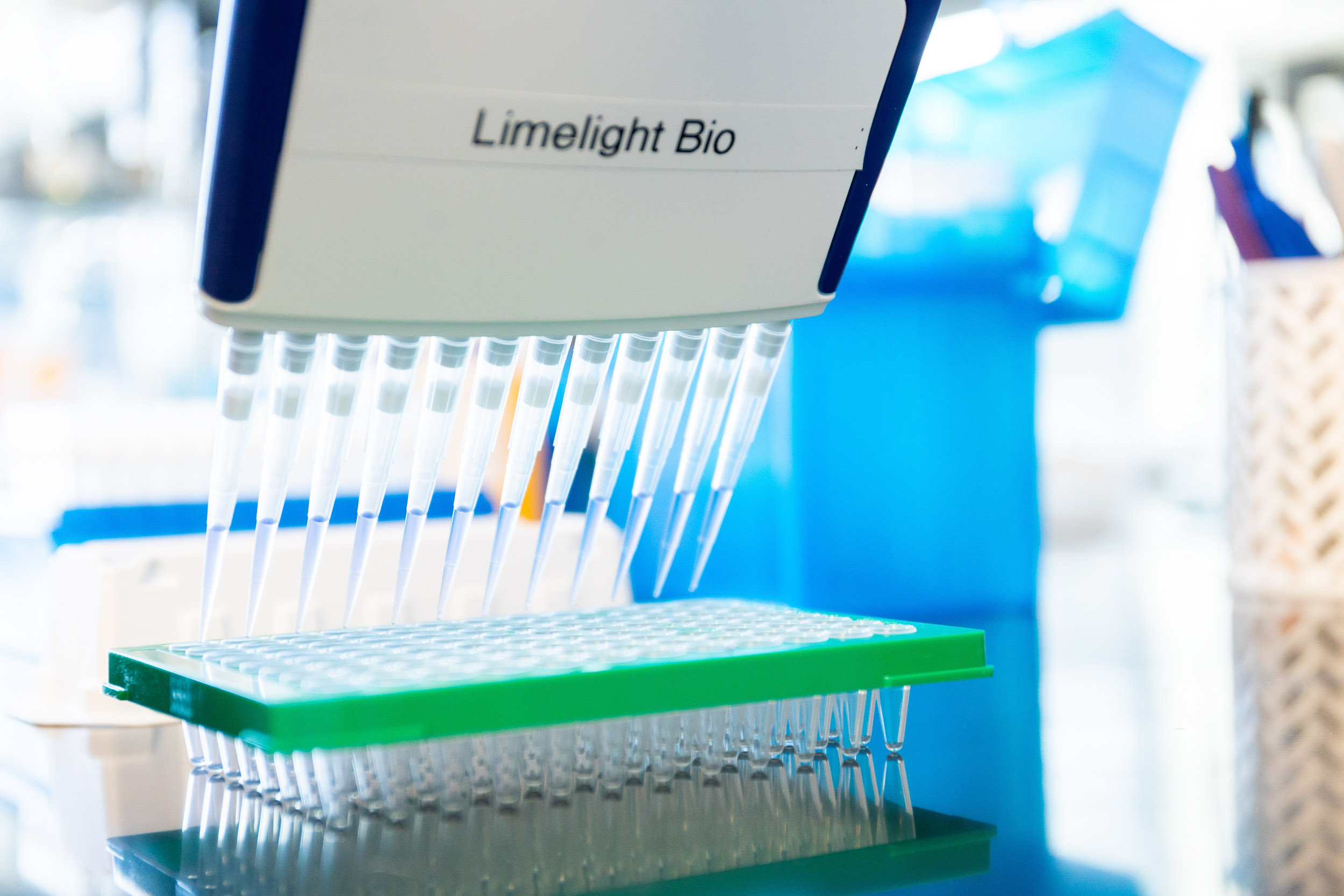 Limelight Bio pipettes lab Pennovation science  Michael Branscom Photography.