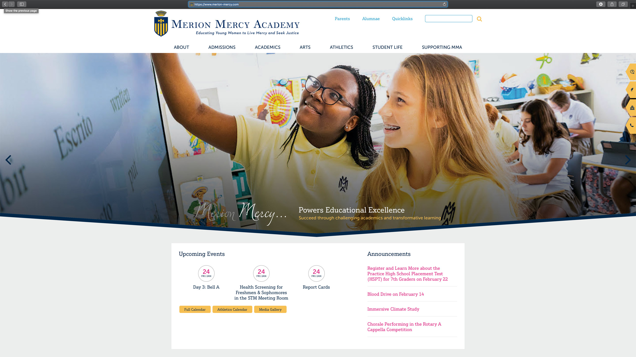 Merion Mercy Academy Website, Michael Branscom Photography.