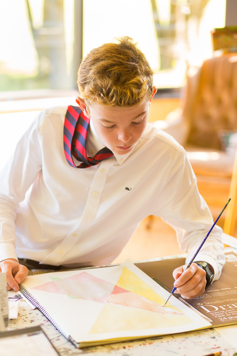 Gow School art class drawing boy Michael Branscom Photography.